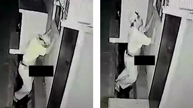 Magáévá tette a falból kiálló kifolyócsövet egy férfi (videó)